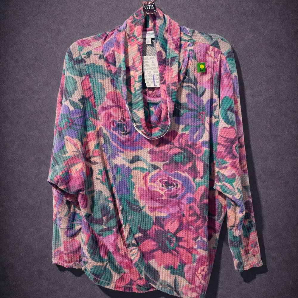LuLaRoe Floral Cowl Neck Sweater - Pink, Purple, Green